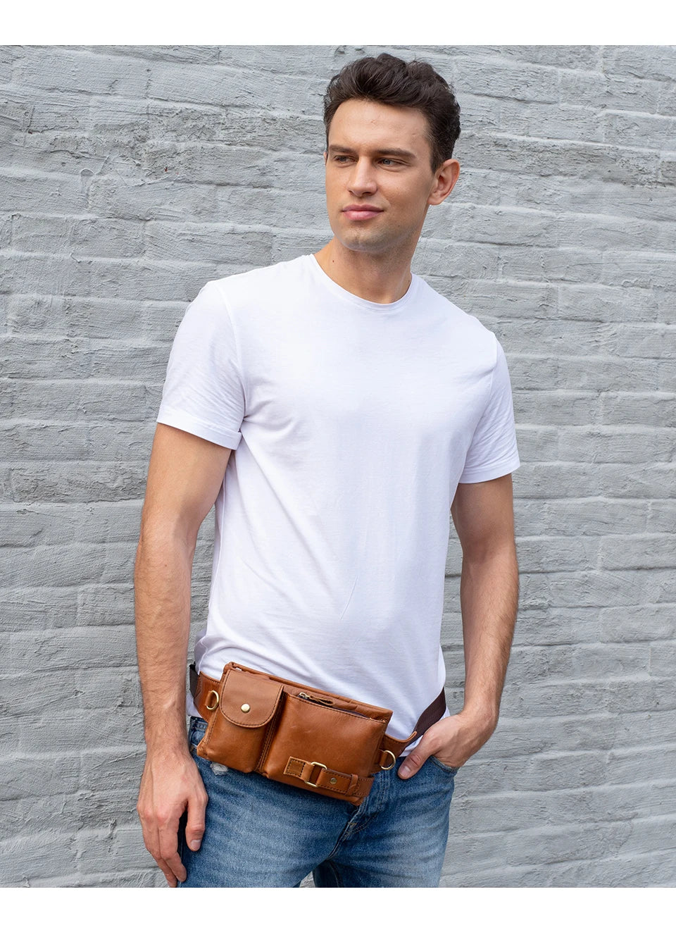 Men's Retro Leather Waist Pack
