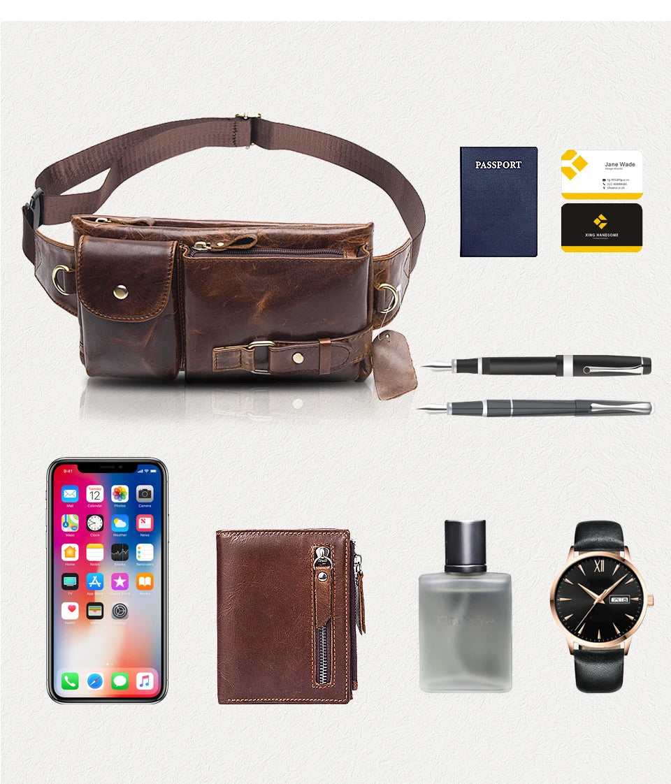Men's Retro Leather Waist Pack