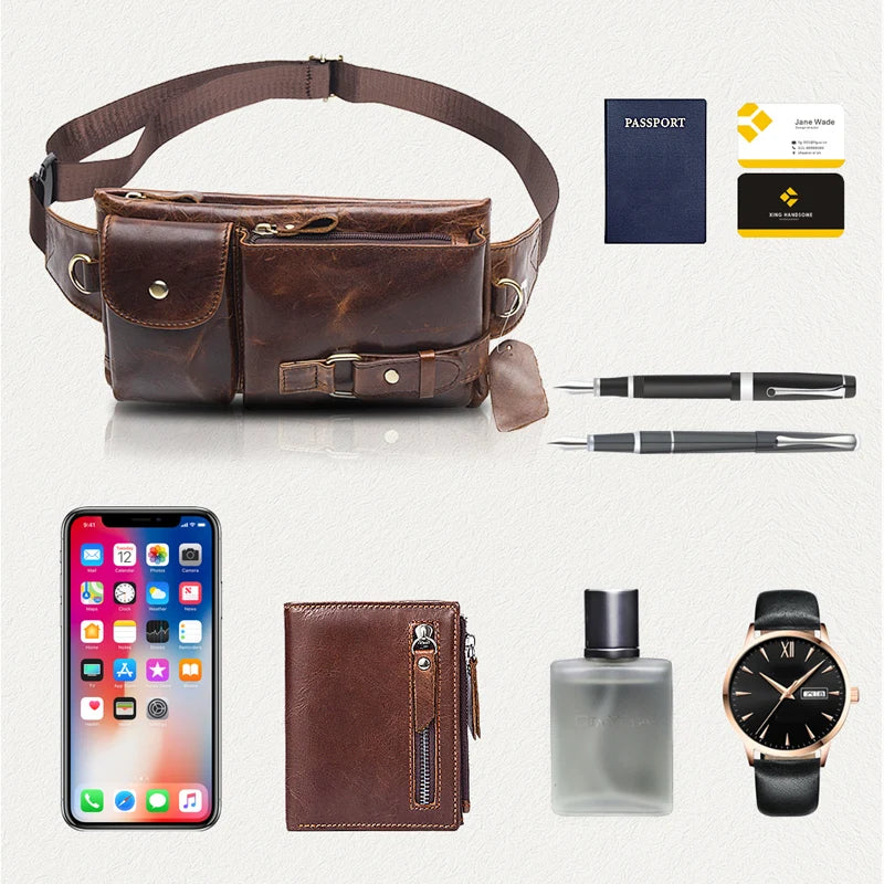 Men's Retro Leather Waist Pack