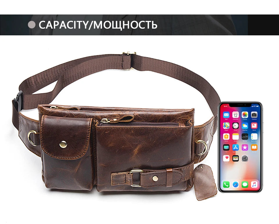 Men's Retro Leather Waist Pack