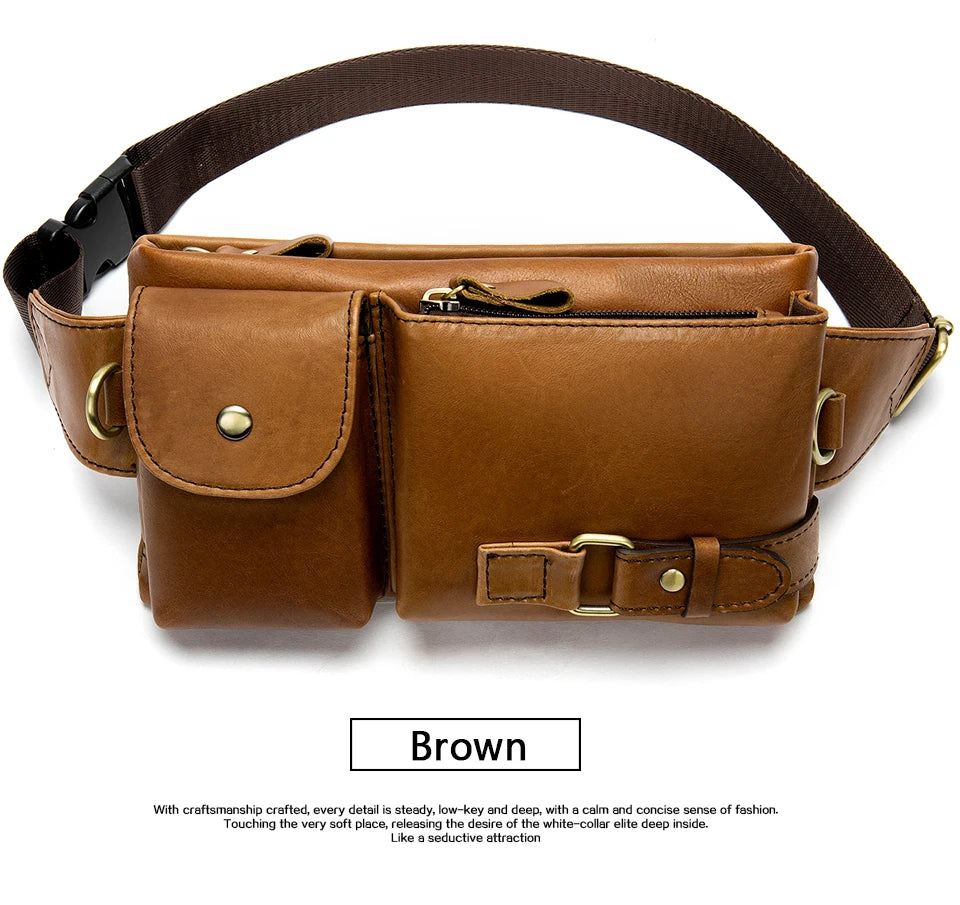 Men's Retro Leather Waist Pack
