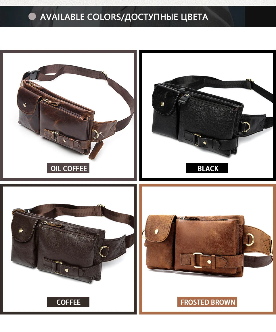 Men's Retro Leather Waist Pack
