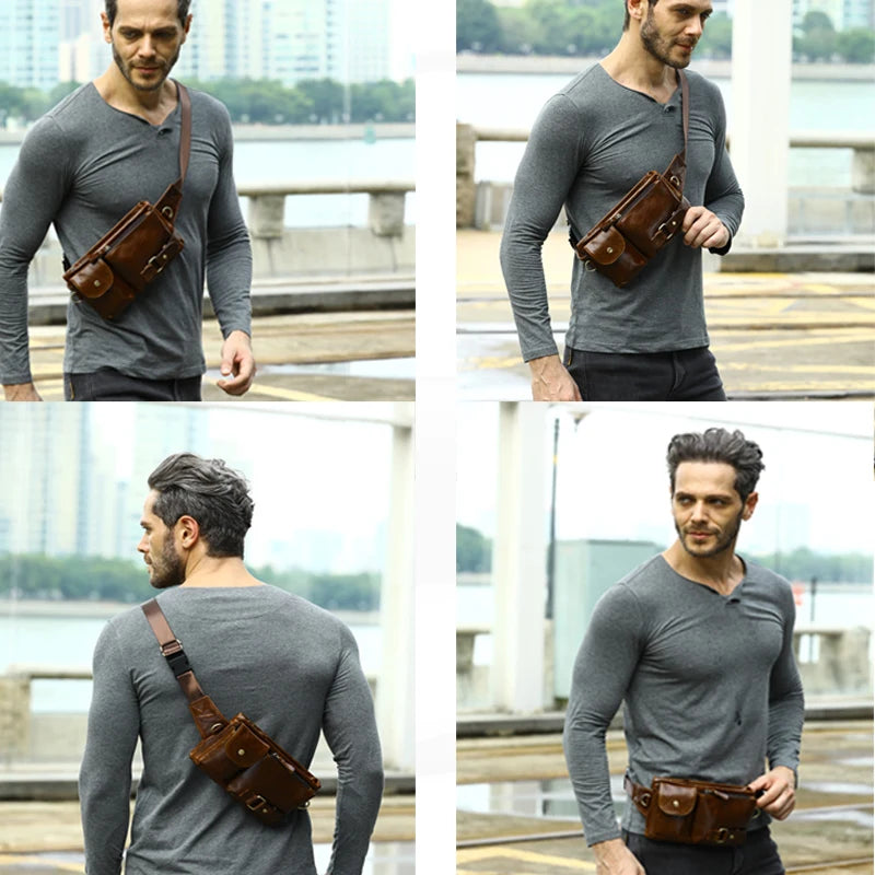 Men's Retro Leather Waist Pack