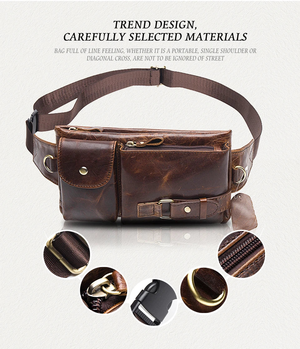 Men's Retro Leather Waist Pack