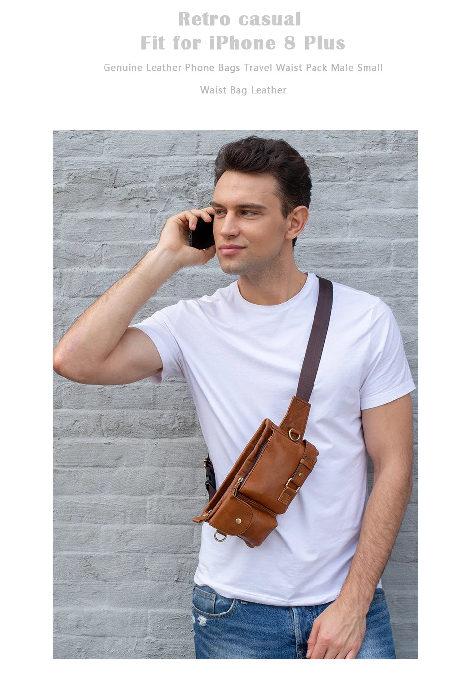 Men's Retro Leather Waist Pack