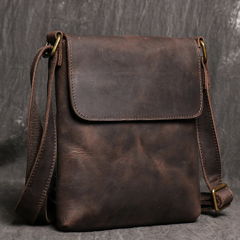 Vintage Brown Crossbody Shoulder Bag for Men
