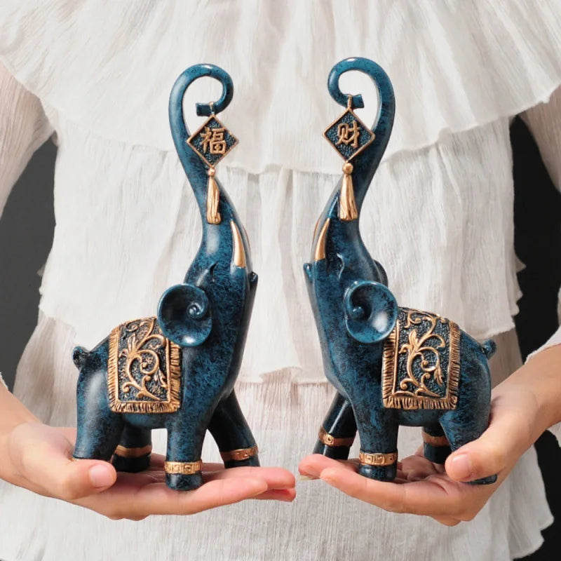 Lucky Wealth Elephant Figurines (Pair)