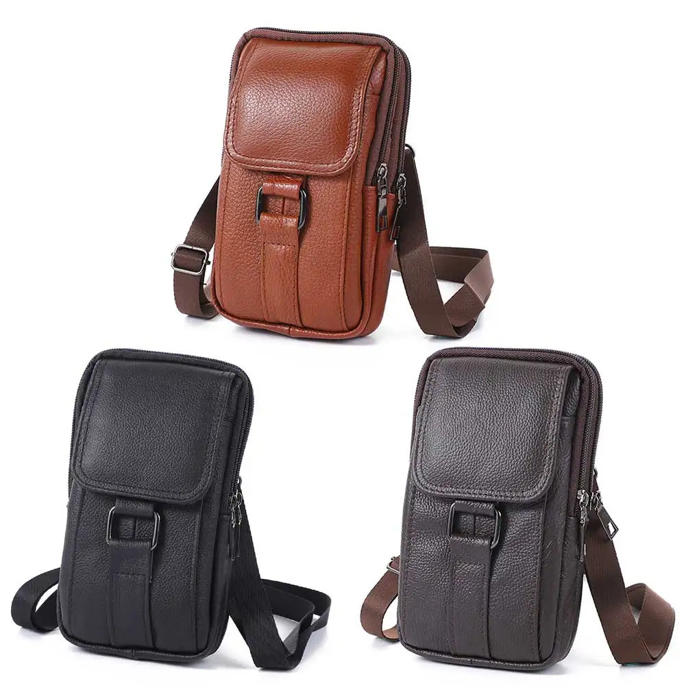 Men's Genuine Leather Crossbody Messenger Bag