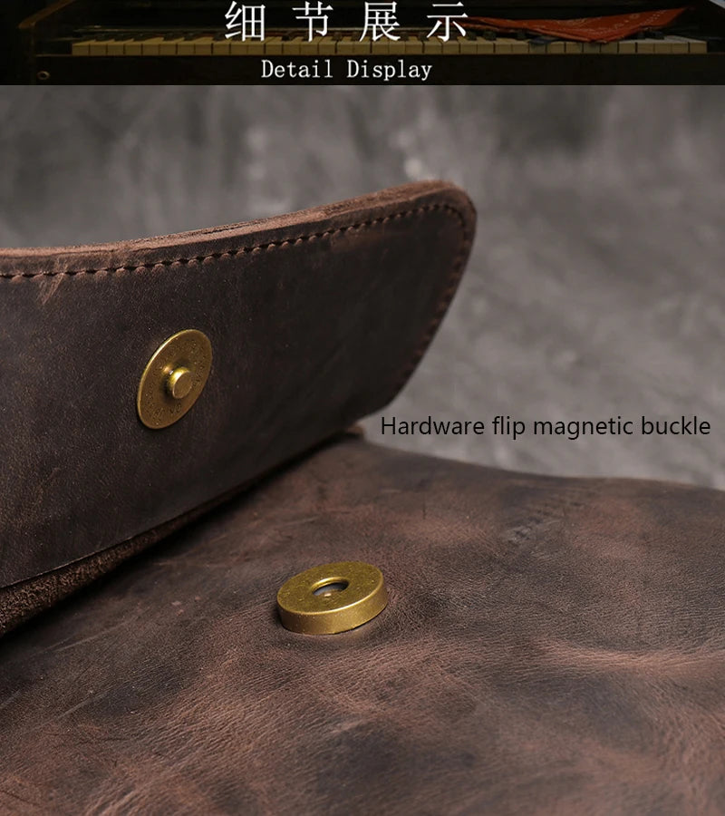Vintage Brown Crossbody Shoulder Bag for Men