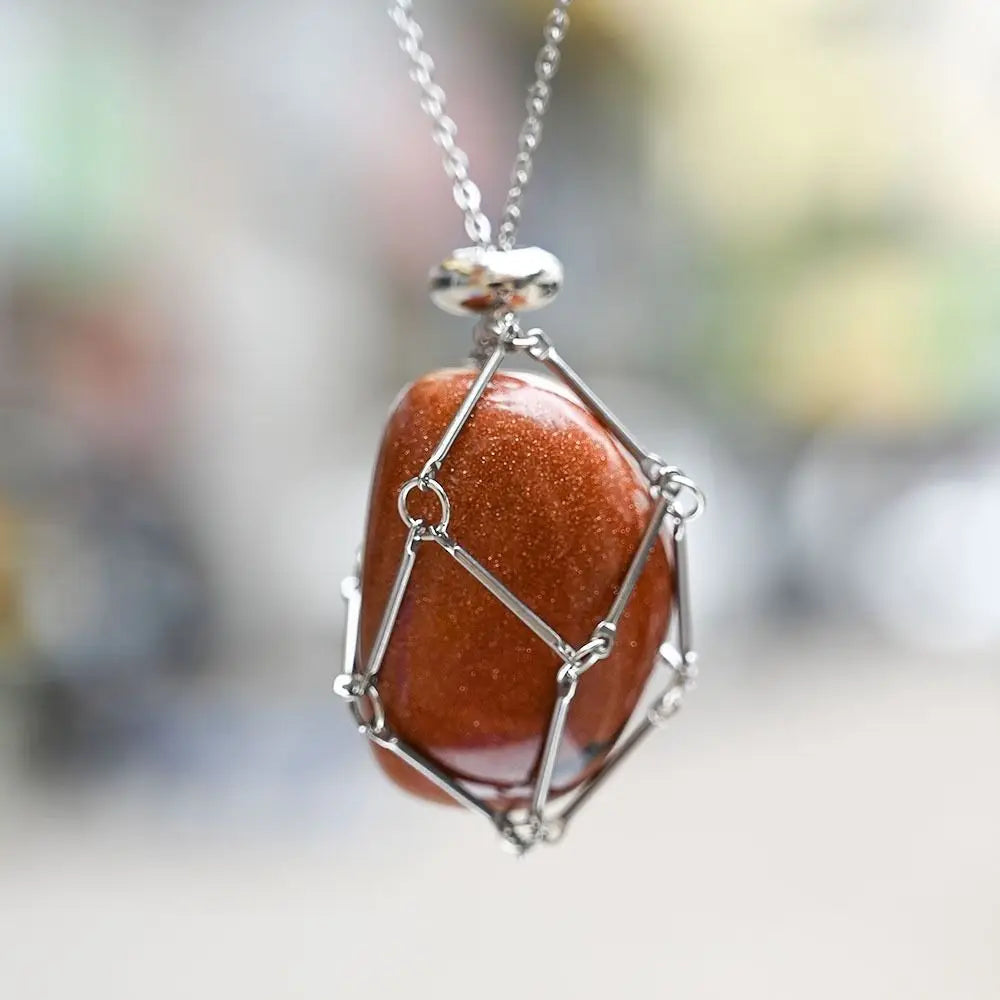 Crystal Cage Pendant Necklace