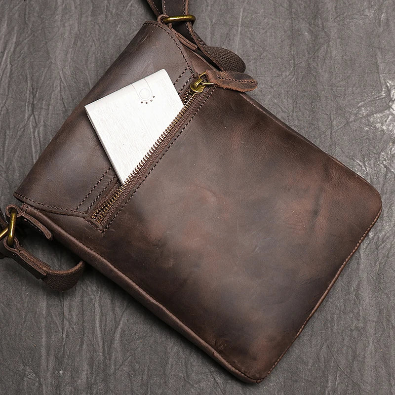 Vintage Brown Crossbody Shoulder Bag for Men