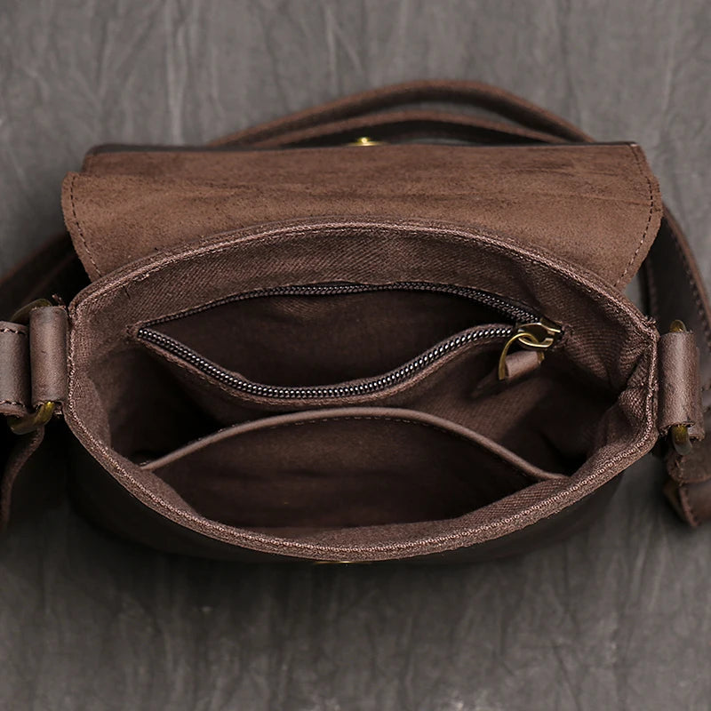 Vintage Brown Crossbody Shoulder Bag for Men