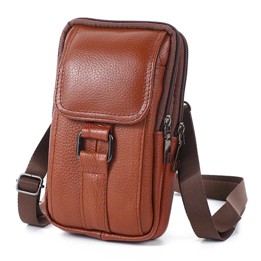 Men's Genuine Leather Crossbody Messenger Bag