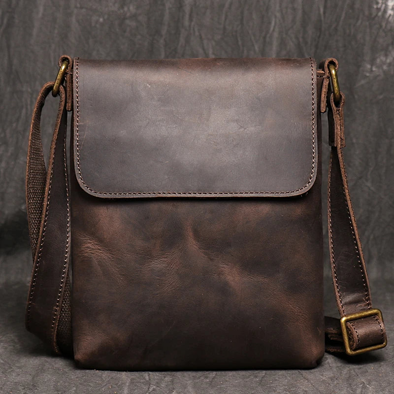 Vintage Brown Crossbody Shoulder Bag for Men
