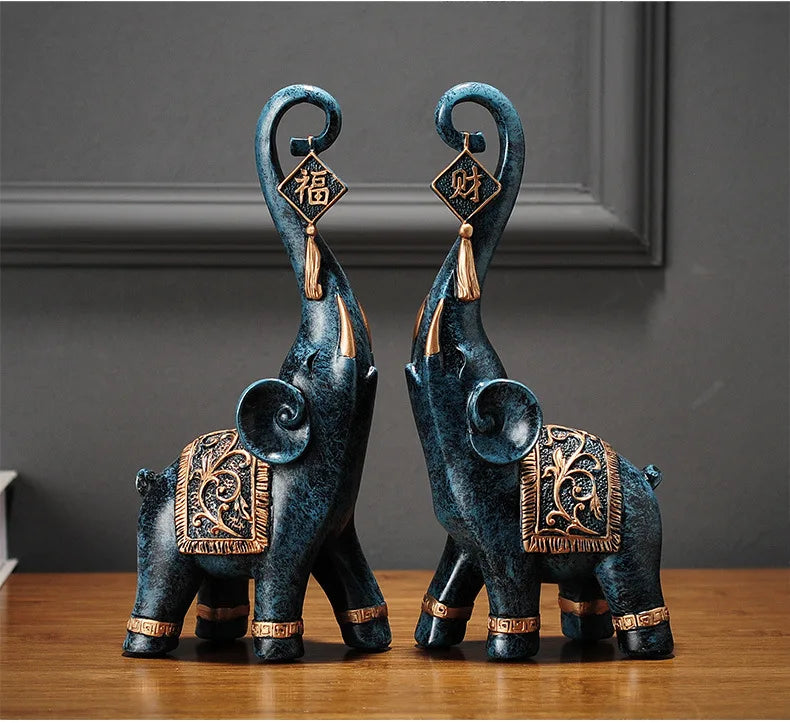 Lucky Wealth Elephant Figurines (Pair)