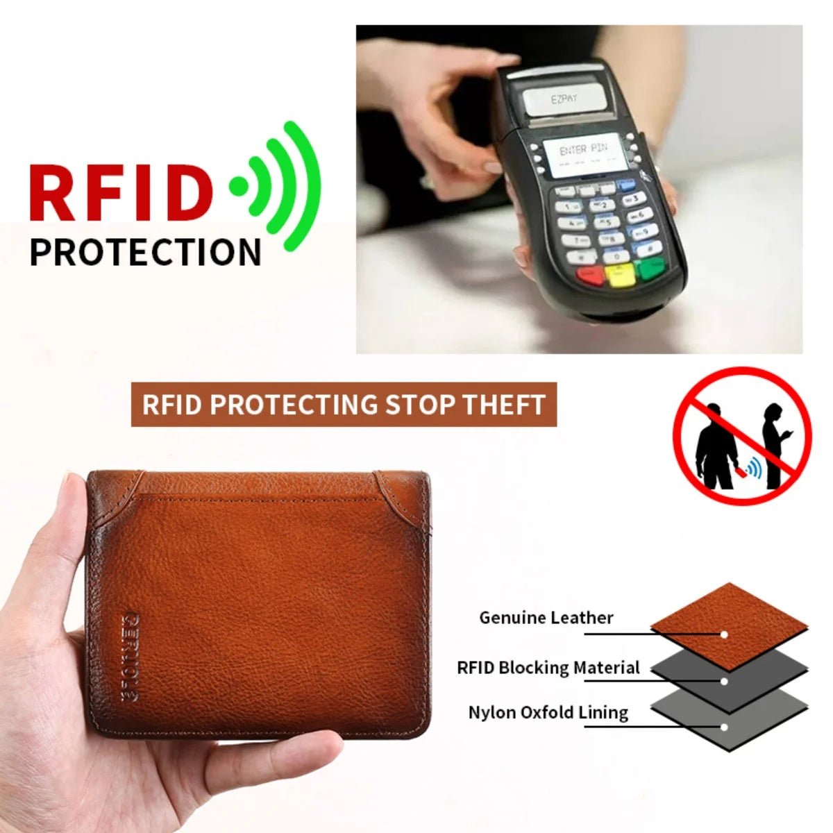 Men's Genuine Leather RFID Bifold Wallet