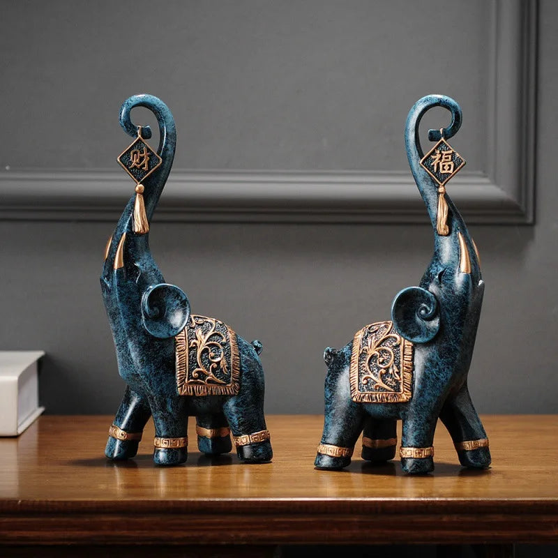 Lucky Wealth Elephant Figurines (Pair)