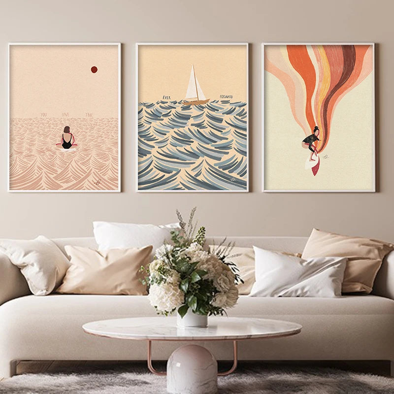 Nordic Sea Wave Canvas Art Print