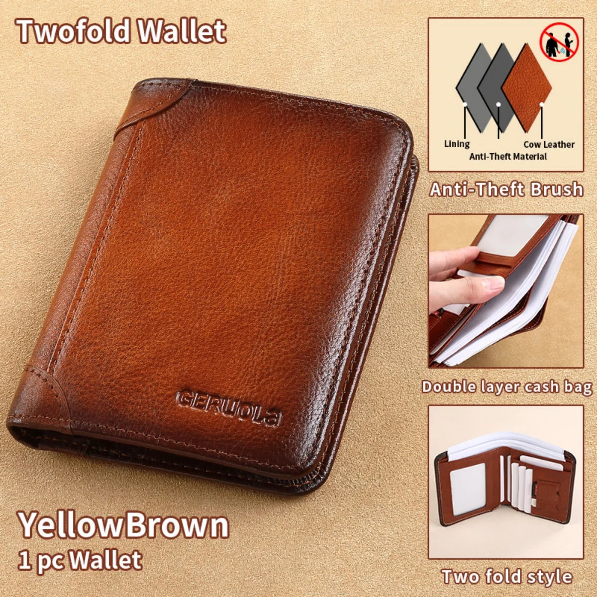 Men's Genuine Leather RFID Bifold Wallet