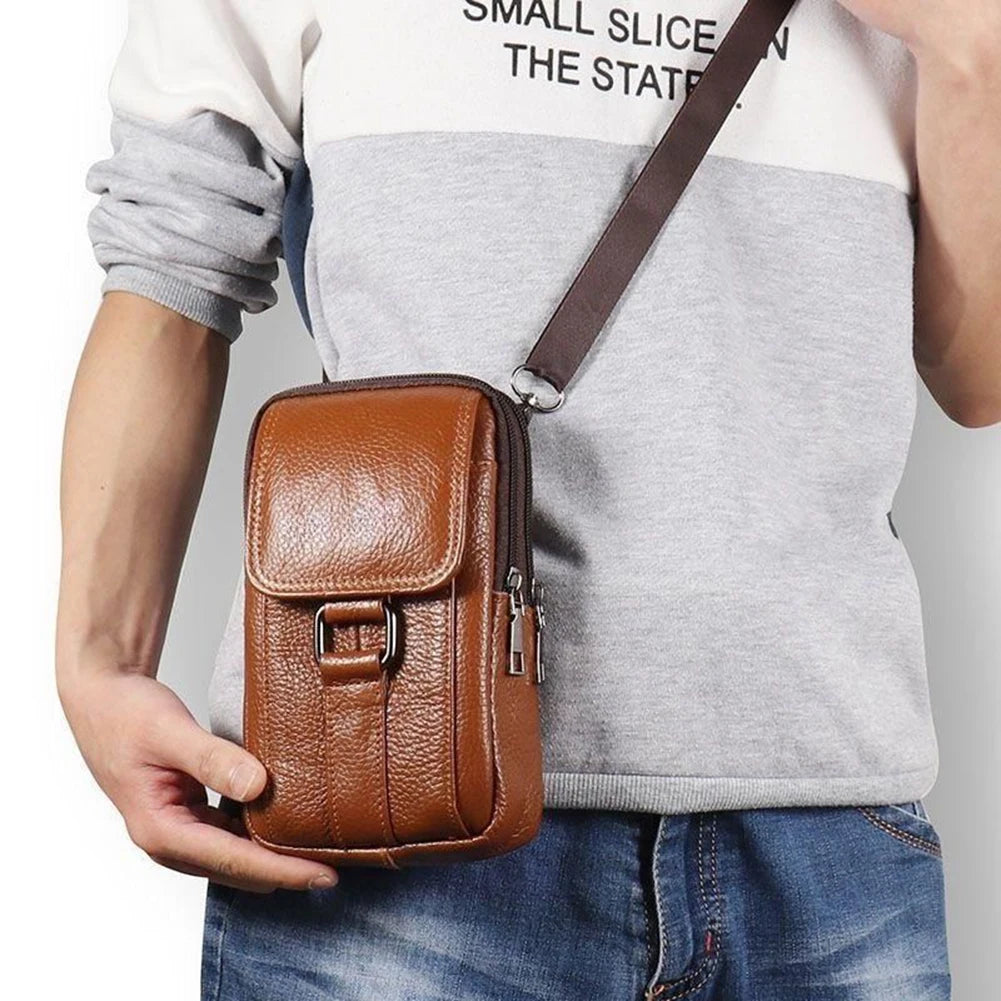 Men's Genuine Leather Crossbody Messenger Bag