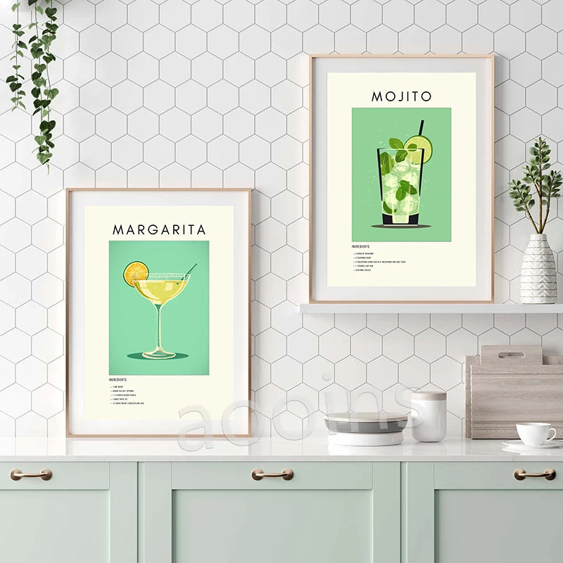 Iconic Cocktails: Retro Wall Art Prints