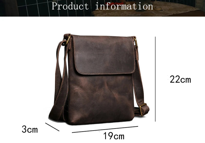 Vintage Brown Crossbody Shoulder Bag for Men