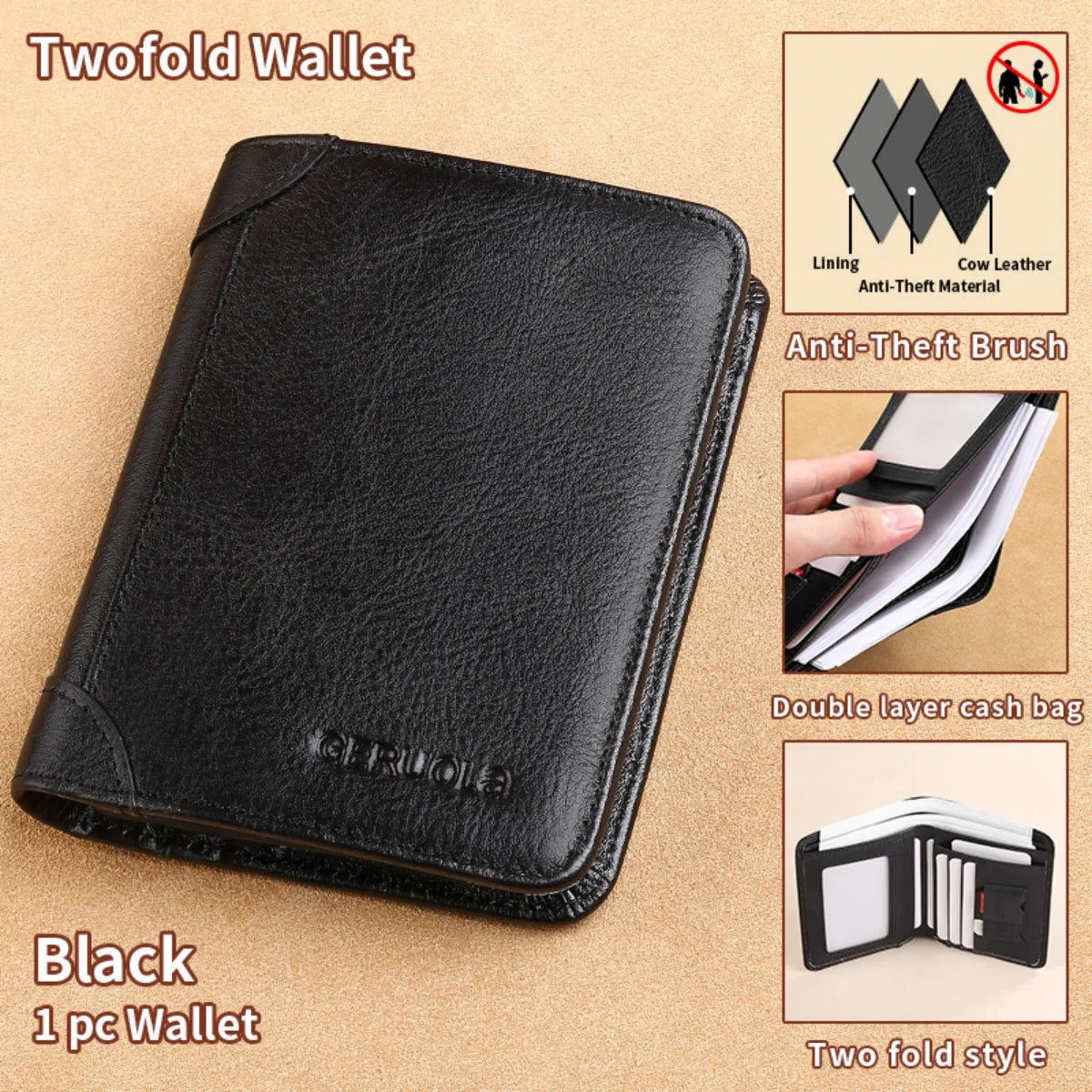 Men's Genuine Leather RFID Bifold Wallet