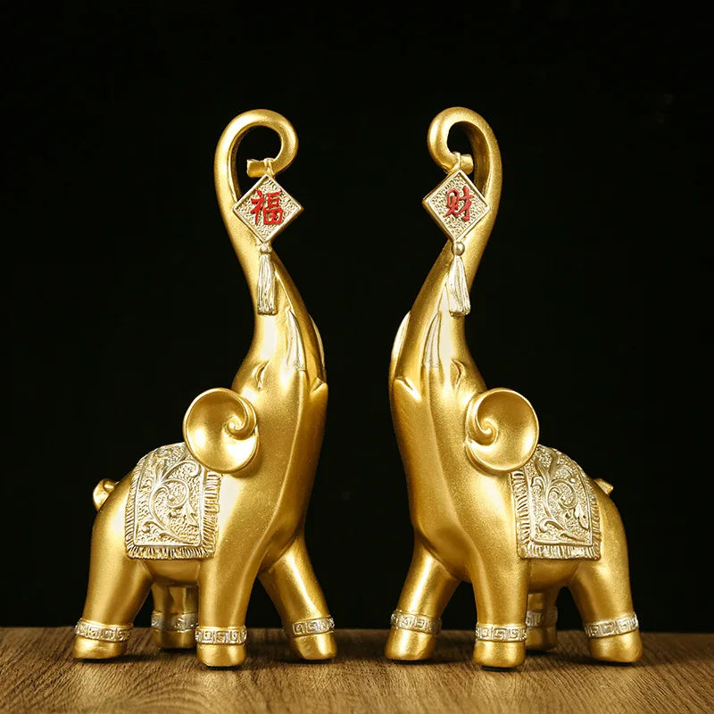 Lucky Wealth Elephant Figurines (Pair)