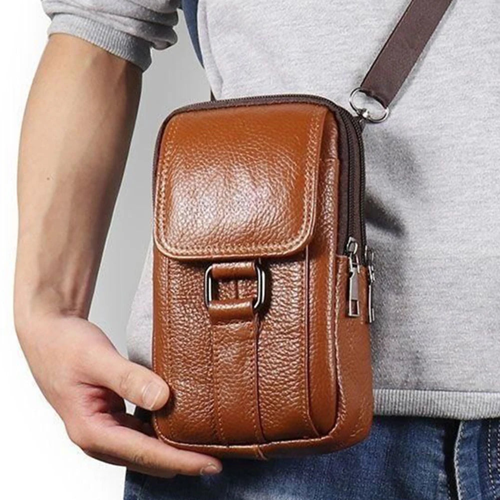 Men's Genuine Leather Crossbody Messenger Bag