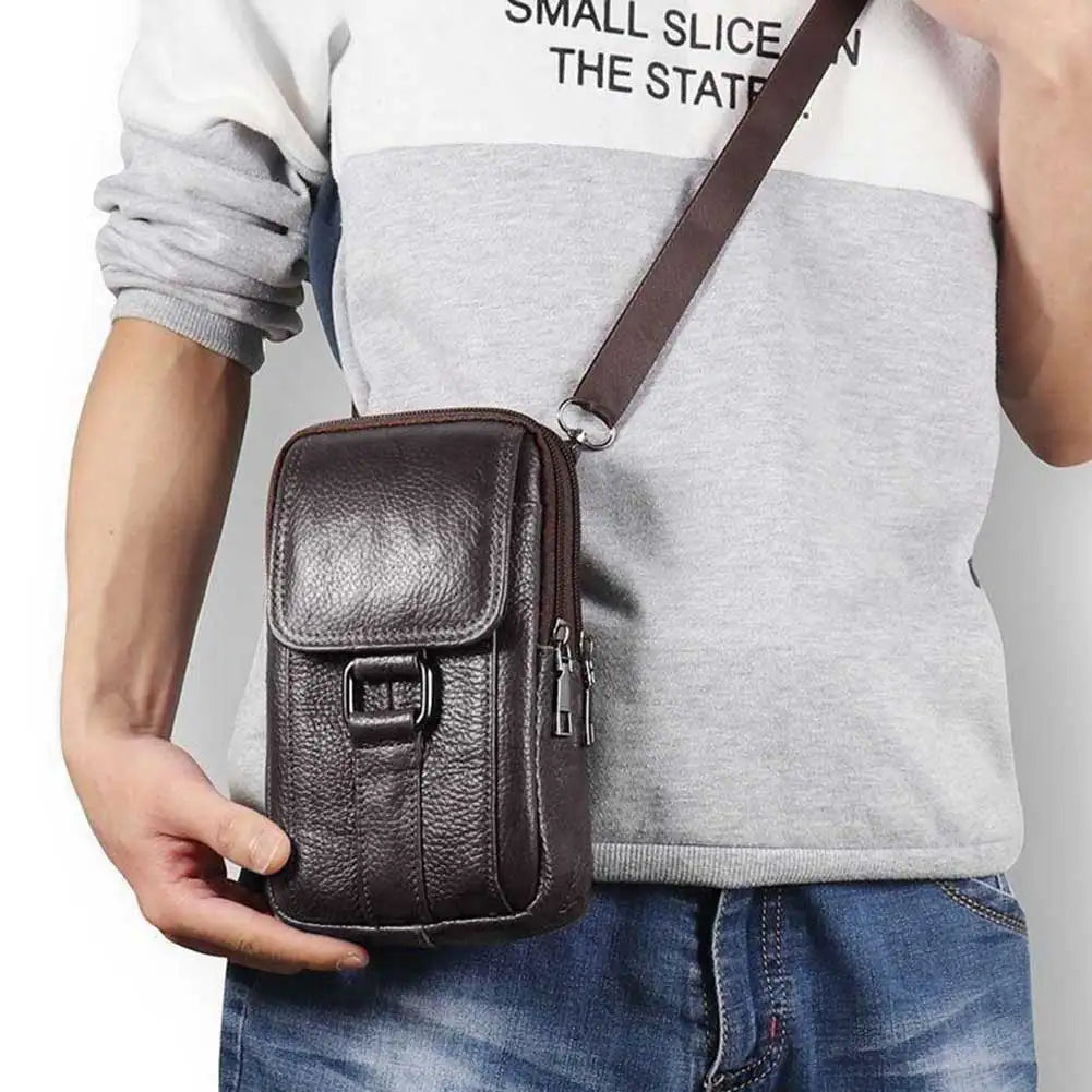 Men's Genuine Leather Crossbody Messenger Bag