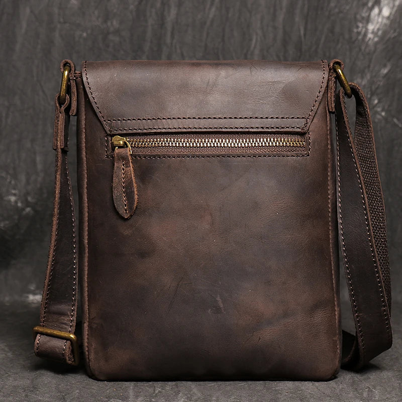 Vintage Brown Crossbody Shoulder Bag for Men