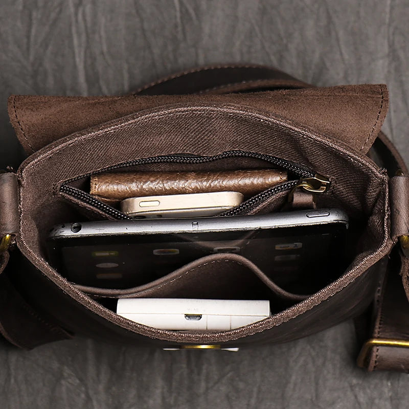 Vintage Brown Crossbody Shoulder Bag for Men