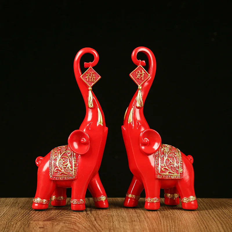 Lucky Wealth Elephant Figurines (Pair)