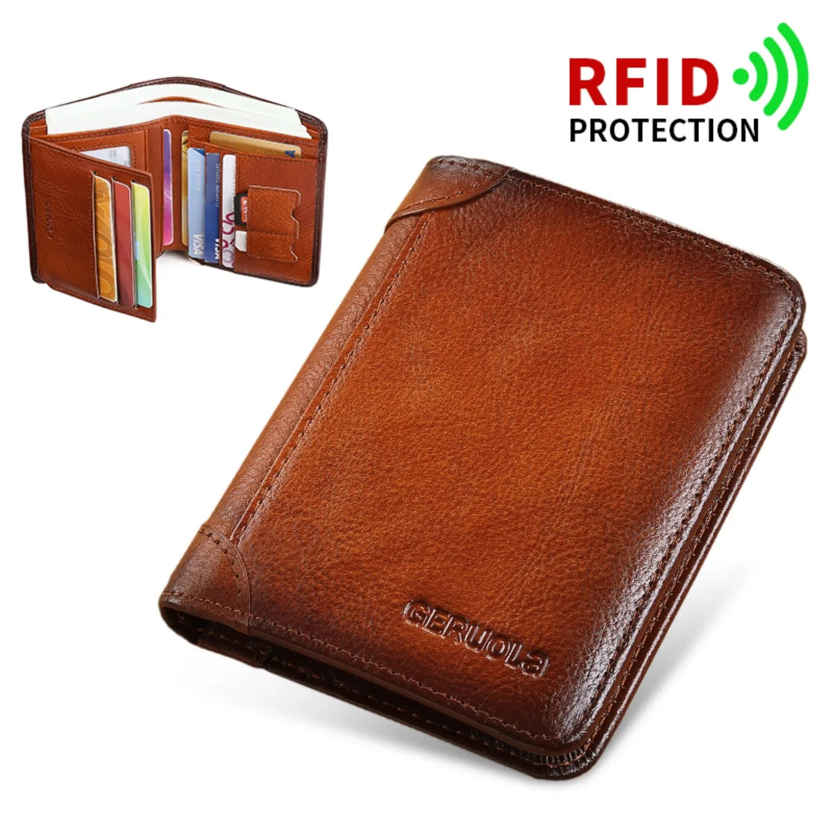 Men's Genuine Leather RFID Bifold Wallet