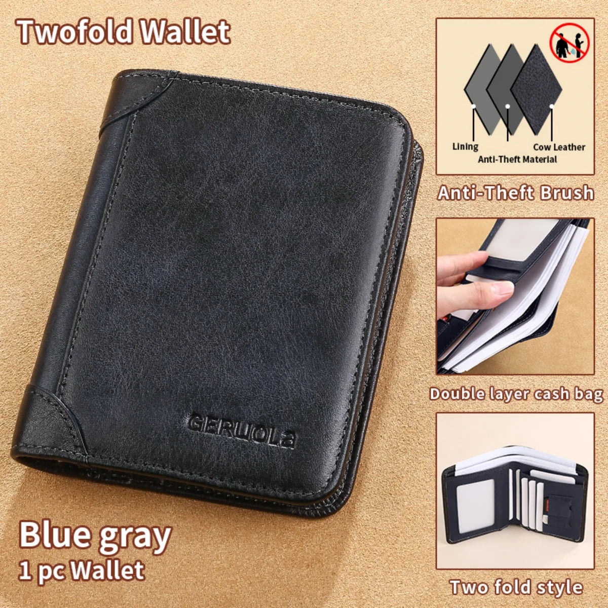 Men's Genuine Leather RFID Bifold Wallet