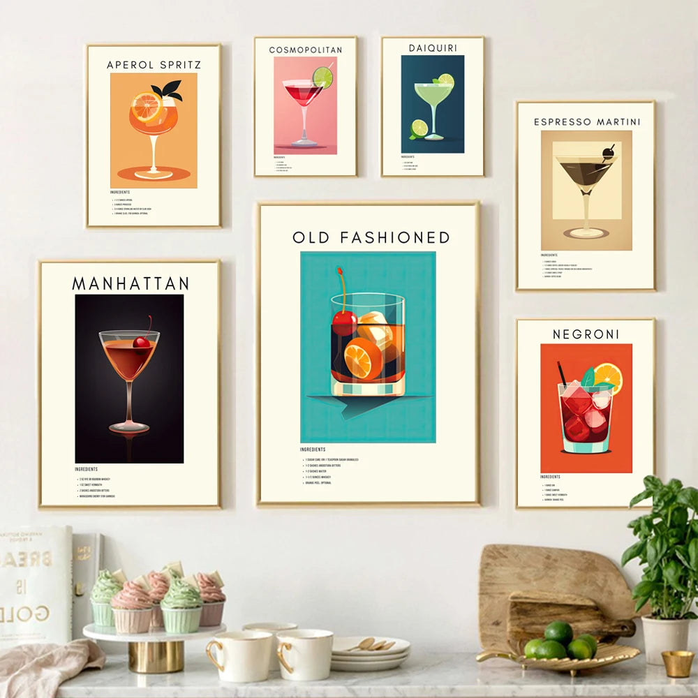 Iconic Cocktails: Retro Wall Art Prints