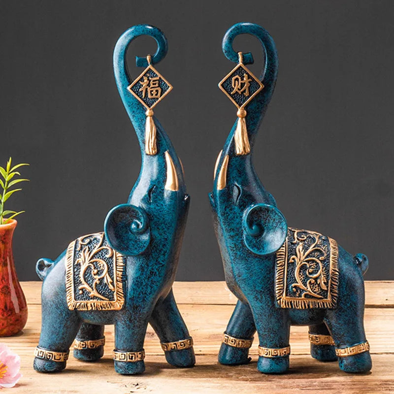 Lucky Wealth Elephant Figurines (Pair)