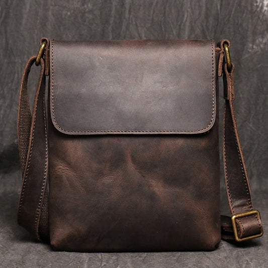 Vintage Brown Crossbody Shoulder Bag for Men