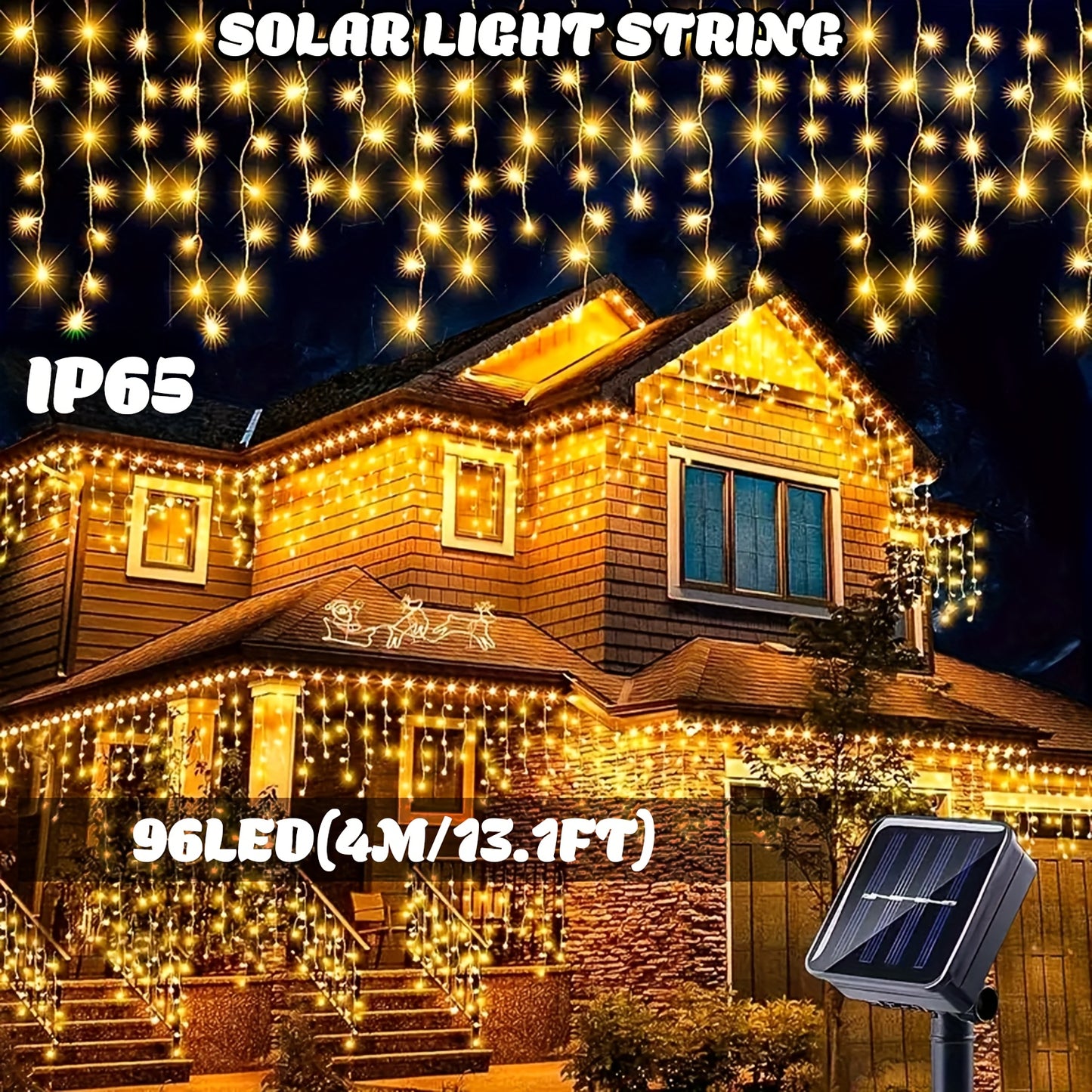 The PLB Solar Cascade Icicle String Lights (162/96 LED)