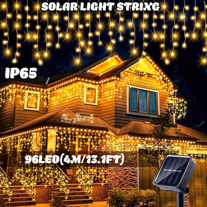 The PLB Solar Cascade Icicle String Lights (162/96 LED)