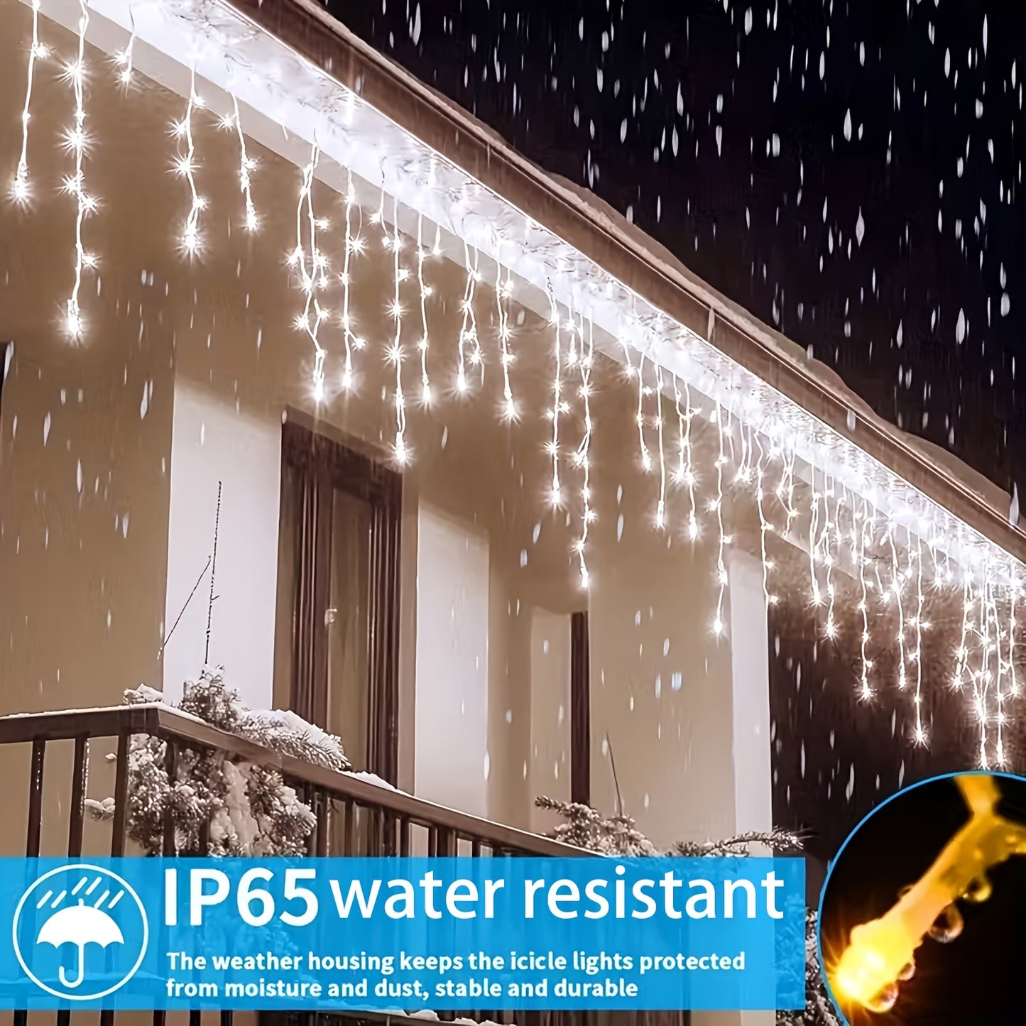 The PLB Solar Cascade Icicle String Lights (162/96 LED)