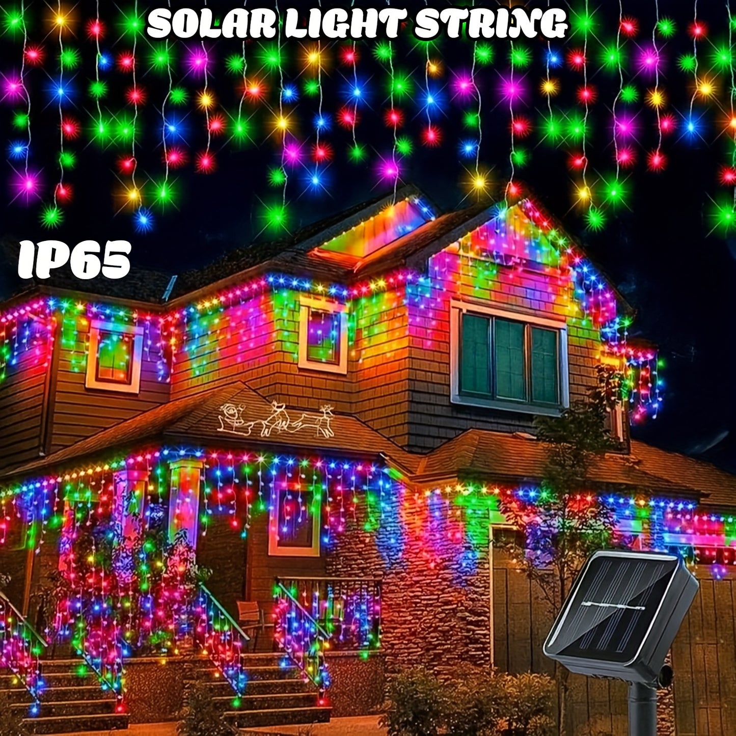 The PLB Solar Cascade Icicle String Lights (162/96 LED)