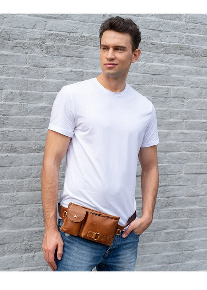 Men's Retro Leather Waist Pack