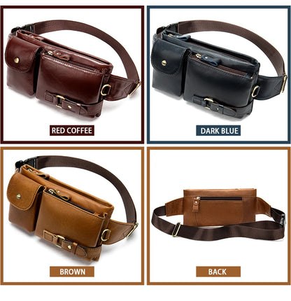 Men's Retro Leather Waist Pack