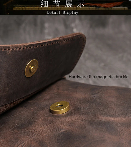 Vintage Brown Crossbody Shoulder Bag for Men