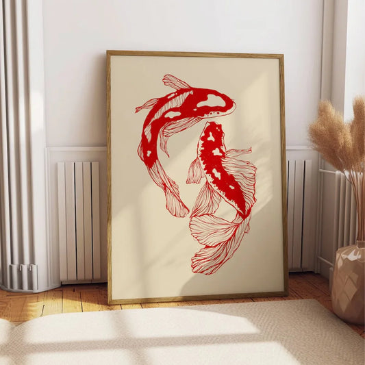 Vintage Red Koi Fish Art Print