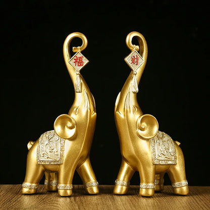 Lucky Wealth Elephant Figurines (Pair)