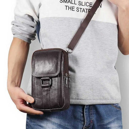Men's Genuine Leather Crossbody Messenger Bag