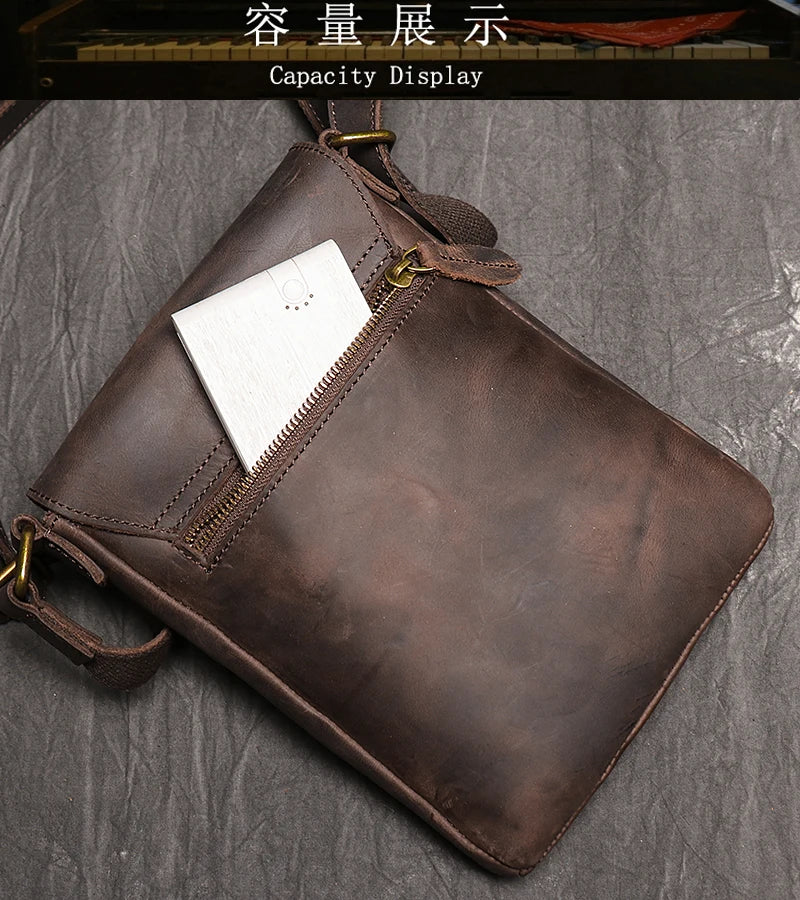 Vintage Brown Crossbody Shoulder Bag for Men