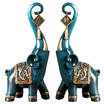 Lucky Wealth Elephant Figurines (Pair)